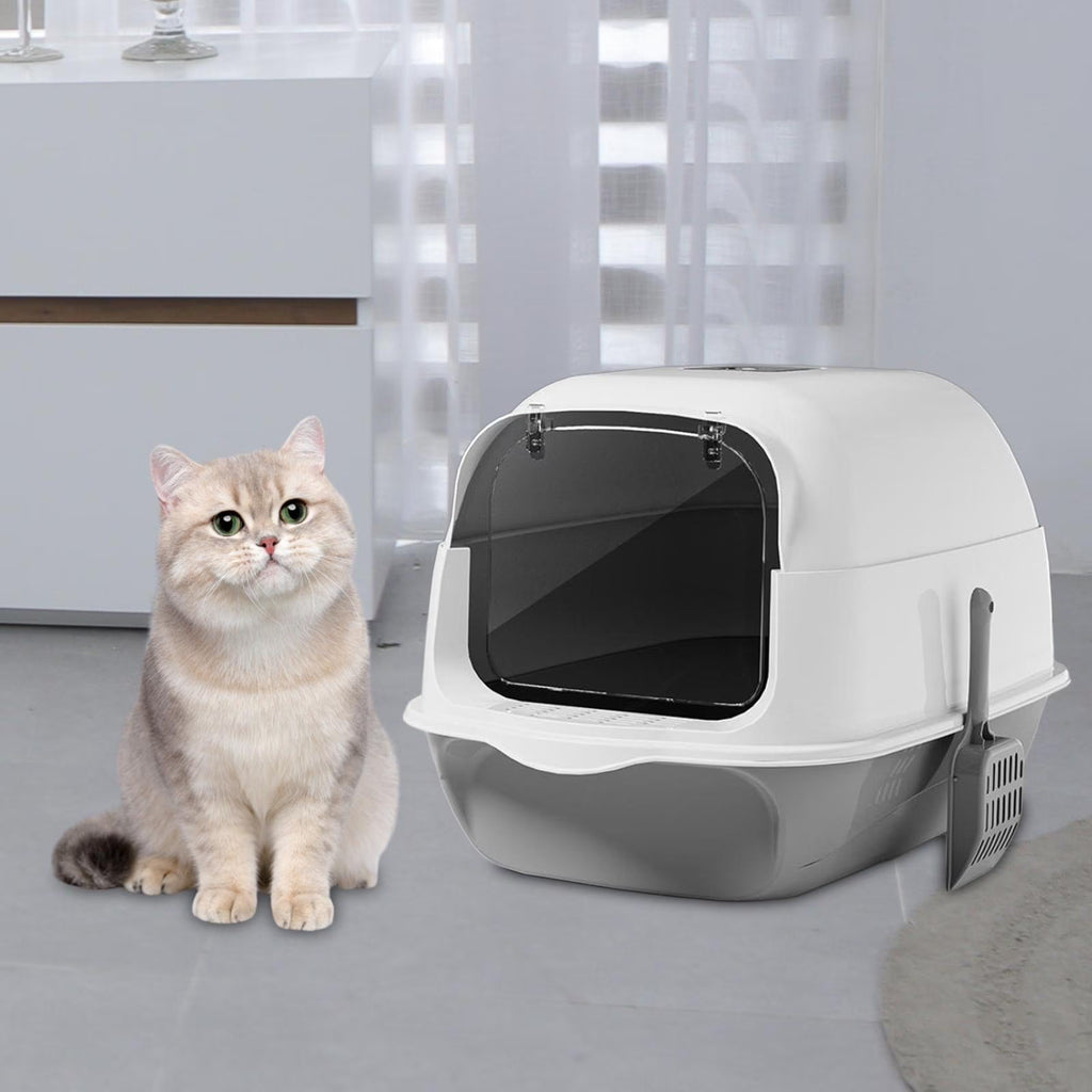 Toilette per Gatti Chiusa con Sportello | Grigio | 50×35×35 cm