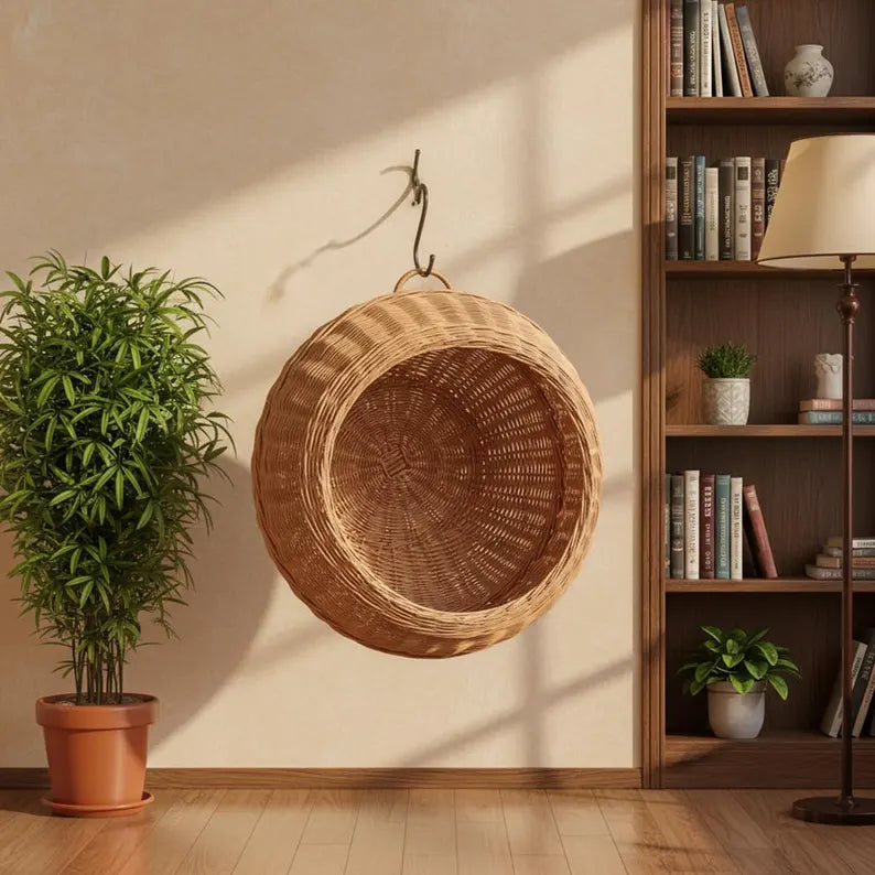 Cuccia in vimini per gatti, amaca in vimini per gatti, cuccia sospesa intrecciata per gatti, cesta in vimini naturale per gatti, cuccia in vimini per animali domestici, mobili per gatti