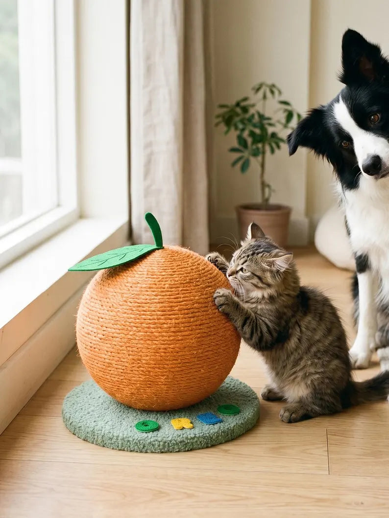Palla da graffiare personalizzata per gatti, giocattolo in corda di sisal, a forma di fragola, arancia e biliardo