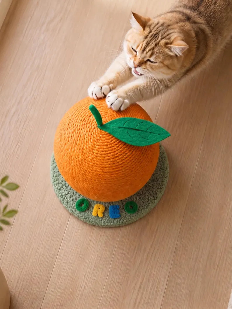 Palla da graffiare personalizzata per gatti, giocattolo in corda di sisal, a forma di fragola, arancia e biliardo