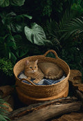 Cuccia per animali in rattan intrecciato a mano | Cesto bohémien per gatti e cani di piccola taglia