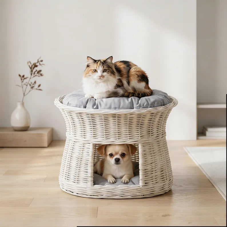 Cuccia in vimini per gatti, cuccia per gatti, cuccia in vimini per animali domestici, cuccia grotta per gatti, mobili per gatti, cuccia da interno per gatti, cesto per gatti