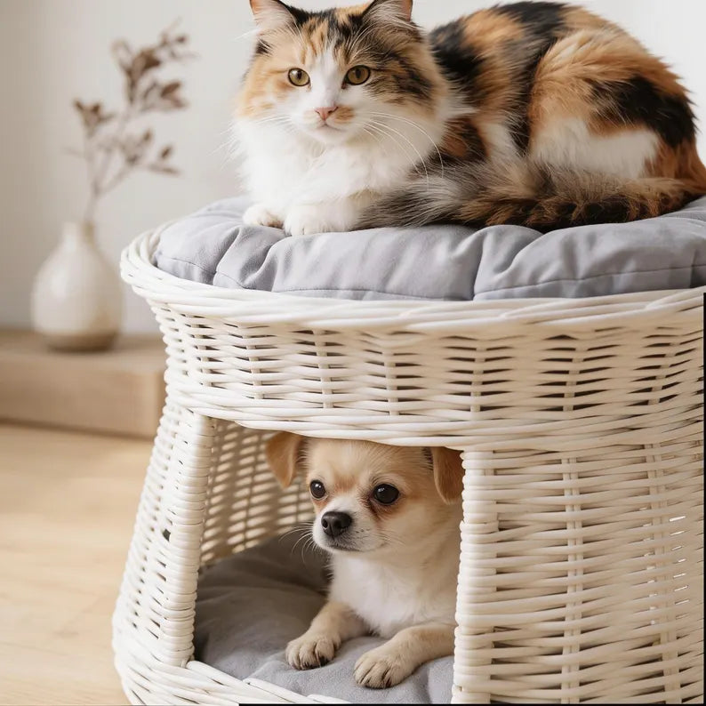 Cuccia in vimini per gatti, cuccia per gatti, cuccia in vimini per animali domestici, cuccia grotta per gatti, mobili per gatti, cuccia da interno per gatti, cesto per gatti