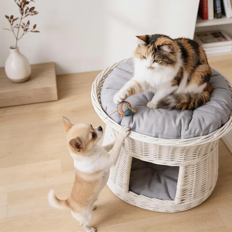 Cuccia in vimini per gatti, cuccia per gatti, cuccia in vimini per animali domestici, cuccia grotta per gatti, mobili per gatti, cuccia da interno per gatti, cesto per gatti