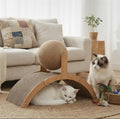 Tiragraffi per gatti fatto a mano in legno, mobile moderno per gatti, cuccia naturale