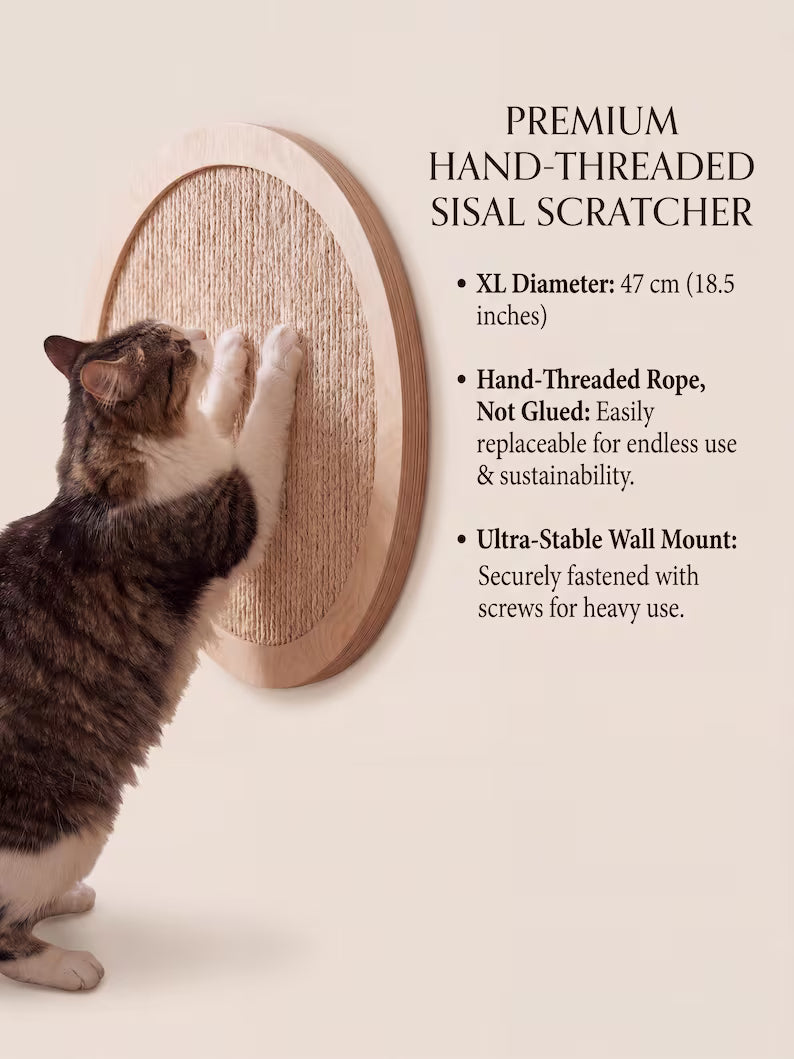 Tiragraffi rotondo da parete per gatti – 47 cm, tappeto tiragraffi moderno in sisal