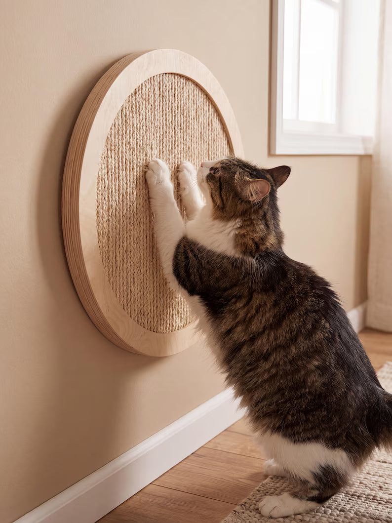 Tiragraffi rotondo da parete per gatti – 47 cm, tappeto tiragraffi moderno in sisal