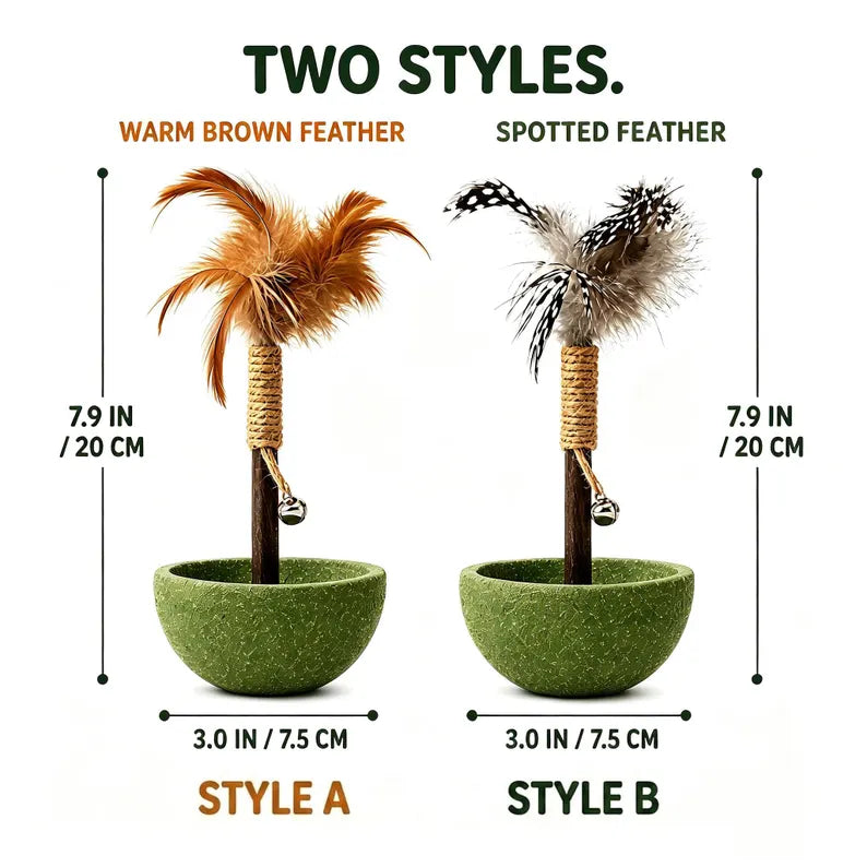 Jouet interactif pour chat avec plume et clochette à l'herbe à chat, jouet à bascule, jouet culbuto en sisal, jouet d'enrichissement pour chat d'intérieur, cadeau pour chaton